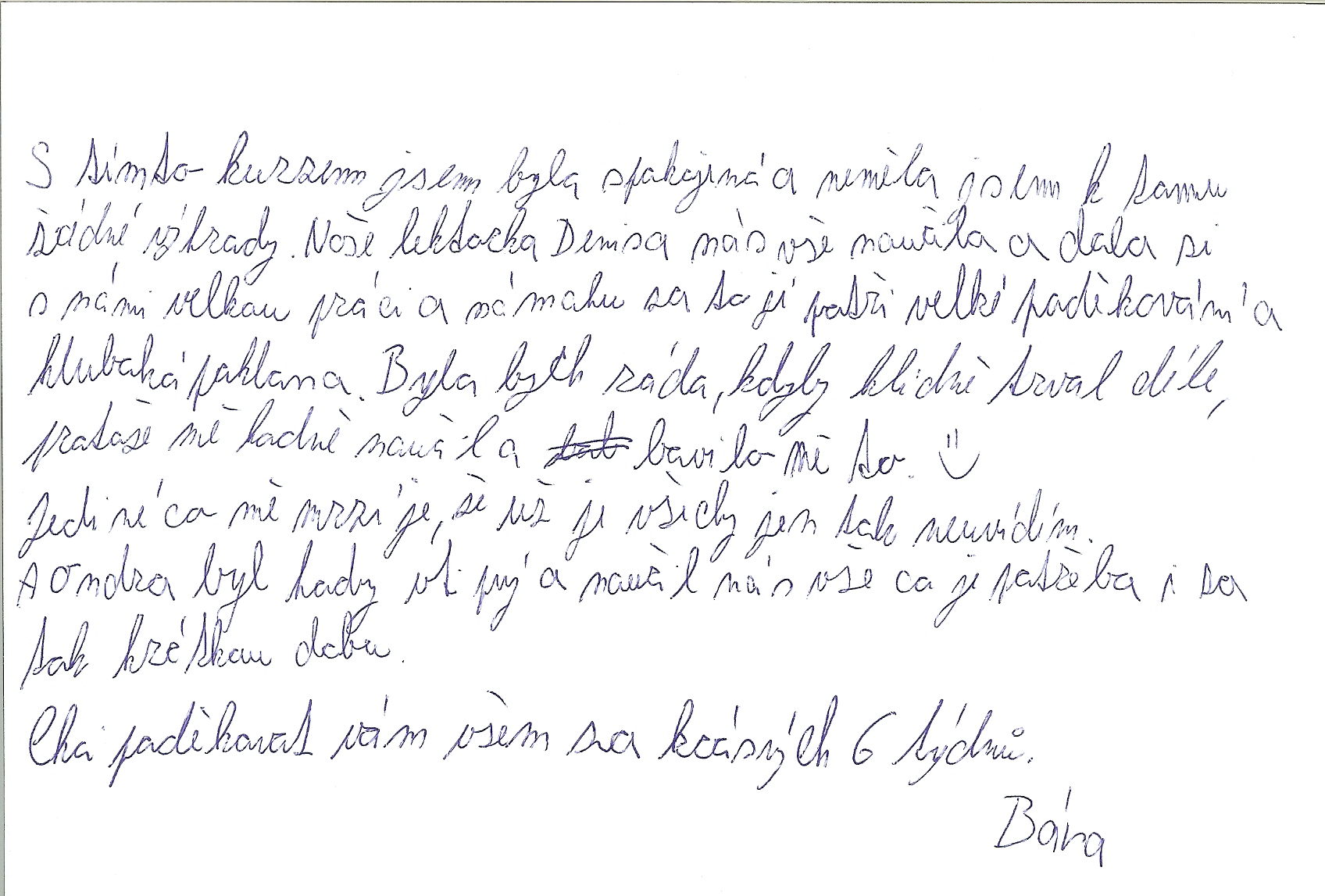 Krupiérský kurz reference Bára