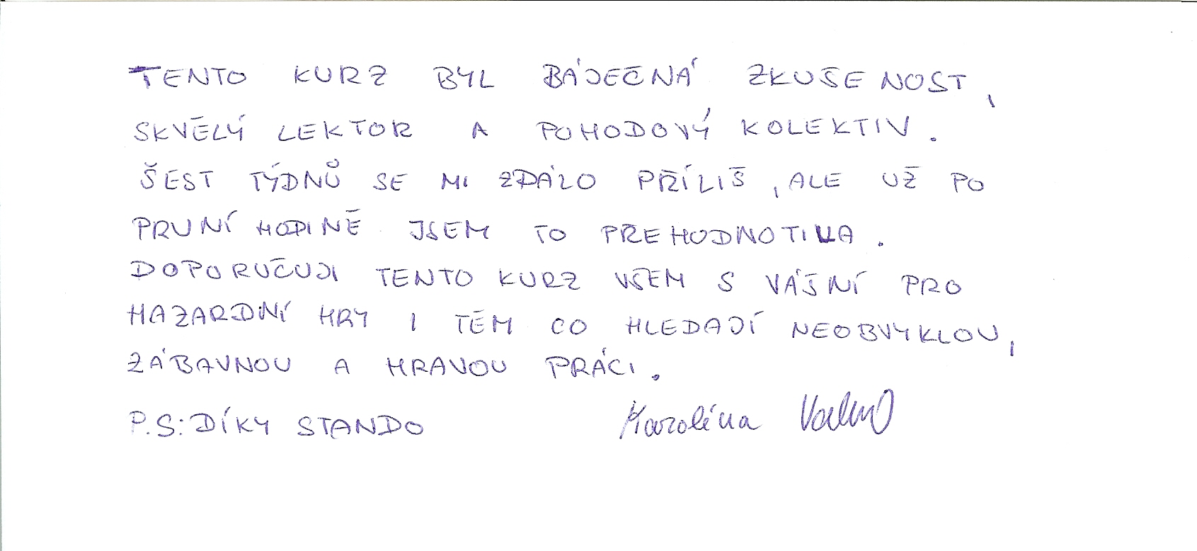 Krupiérský kurz Karolína Valtrová